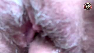Hairy pussy gets fucked in ultra closeup view with monster cock.