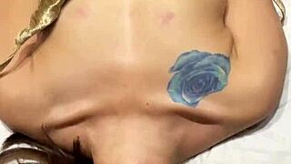 couple uses dick and dildo for double penetration close up