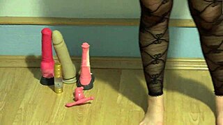 Sexy Brunette Cums From Anal Plug And Huge Dildo