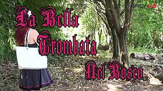 pretty woman enjoys a walk in the wood