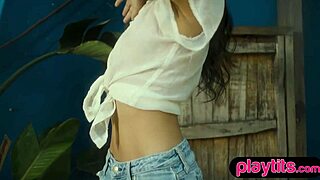 Petite Middle Eastern Milf Exposes Perky Pierced Tits Outdoor.