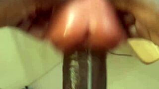 I sneak peek bbc toy penetrating white pussy