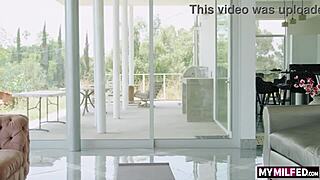 hot milf paris the muse catches milk man cumming during workout