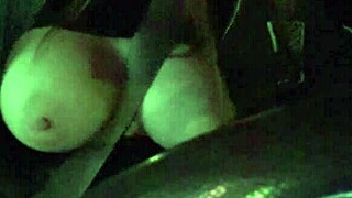 Italian big tits hot solo car ride with juicy tits flashing