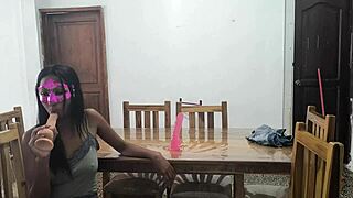 hot mexicans masturbate on table in neighborhood homemade video