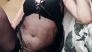 fitness couple's home video: milf rides skinny in cowgirl