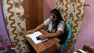 Indian Student Fucks Milf Teacher On Table!