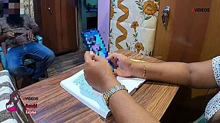 Indian Student Fucks Milf Teacher On Table!