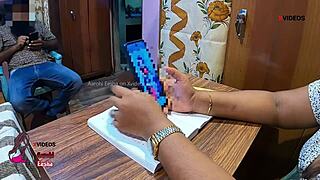 Indian Student Fucks Milf Teacher On Table!