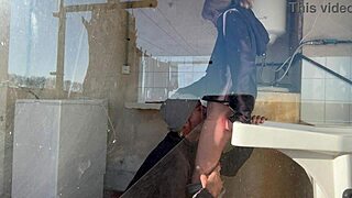 hot wife and neighbor EAT pussy in washing machine room - ORGASMS explode - amateur spanish milf