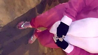 mature woman in halloween costume gives free blowjob outdoors