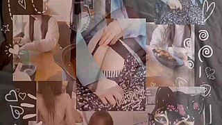 Japanese MILF Mai's Shaved Pussy Fucked in Public Toilet for Creampie