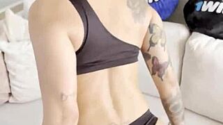 I am so horny, masturbating on my boss's sofa!