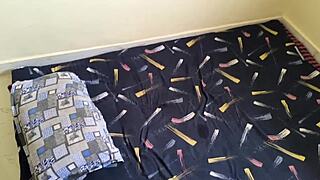 chubby babe in lipstick deeply throats pink pussy on bed