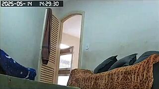 Hidden Camera Catches Big Ass Maid Cleaning Naked in Lingerie