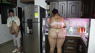 stepson spies on stepmom, but it leads to intense fucking and domination