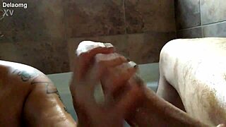 Mom's Handjob On Big Cock In Bathtub
