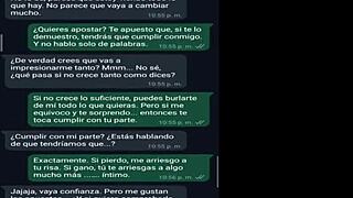 She dared me that my thing can't grow, but she was shocked when it did, called it tiny, and I showed her