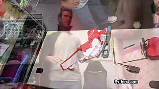 Chubby security guard joins sexy thieves in hardcore office threesome