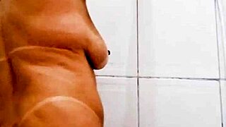 Blonde Milf in Bathroom Behind Scenes Stuffing Dildo into Pussy as Slutty Solo Toy Play