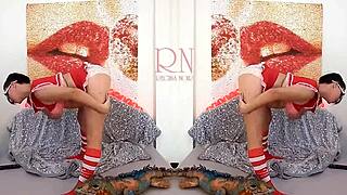 Schoolgirl dances striptease in dorm