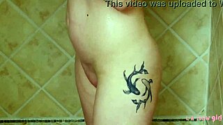 Charming Blonde Girl Enjoys Hot Shower On Sofa