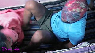 Ravina's rough cowgirl fuck by husband ends with cumload in pussy.