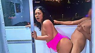 Latina Slut Sucks And Fucks Monster Cock On Balcony Overlooking Medellin Street