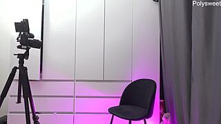 milf slave enjoys the process backstage, instructing jerk off with toys