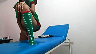 Goblin Woman Rides Dildo In Massage Parlor!