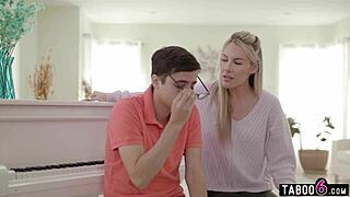 busty milf piano teacher bunny madison motivates her young student with incentives