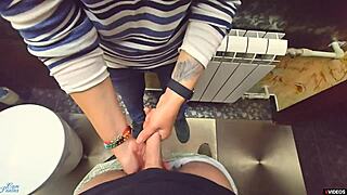 Stranger Cums In Panties At Restaurant Toilet