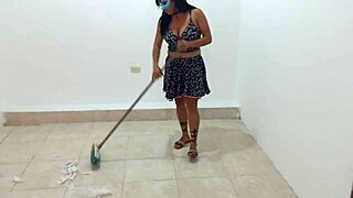 Latina milf rides boss's stepson cowgirl style at work after coworker chat. Quick homemade pussy fuck ensues.