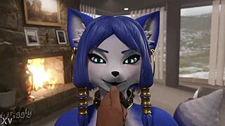 Breeding that blue vixen with my big cock deep in her furry pussy