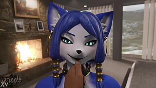 Breeding that blue vixen with my big cock deep in her furry pussy