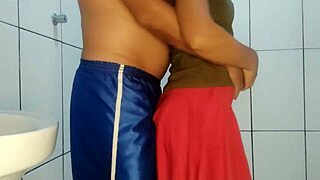 why is this big ass milf getting interracial pussy licking in the bathroom?