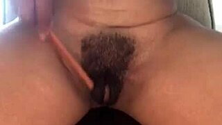 Ebony Milf Shows Close Up Of Hairy Pussy And Big Clit