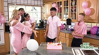step family's taboo 18th birthday gangbang with latina mother-in-law