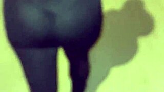 madura culona shows off big ass in see-through leggings outdoors for public flashing.