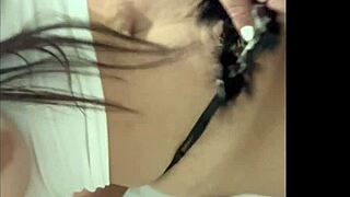 Colombian Tiktoker La Paisa Gets Naughty With Neighbor In Kitchen Leading To Cumshot On Big Natural Boobs