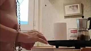 Hey slave, are you ready to see me as the chained French maid in stockings and heels getting spanked with dildo?