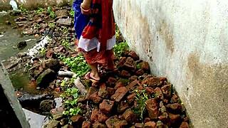 father catches stepson fucking stepmom roughly in dense jungle outdoors with big cock creampie