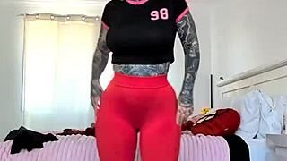 Watch this milf in sheer gym tights get fucked hard! Her big fake tits bounce wildly!