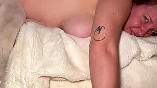 avril showers in prone bone position with hairy beaver creampie finish