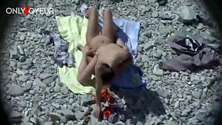 Whoa, check this beach voyeur curvy milf giving blowjob and taking doggystyle public sex from behind!