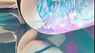 I'm riding my huge black dildo hard, feeling it stretch my wet pussy and big ass deep.