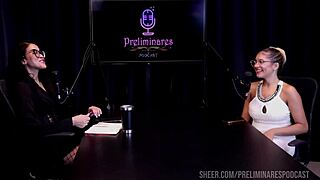 Watch the best moments of Barbara Sol in Preliminares podcast with Bia Hot getting wild in part 3 on Sheer Red!