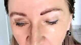 Mature milf with huge tits takes pov fucking in lingerie action