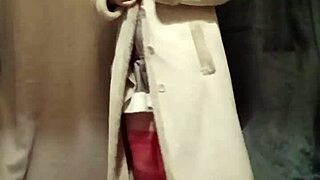 hey, watch this french maid striptease in public as my bound slave