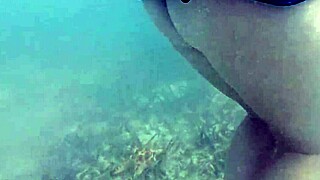 Underwater creampie in pool while swimming with cum inside bbw milf pussy close up